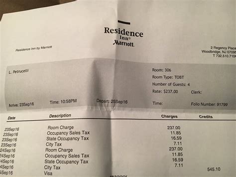 residence inn receipts.